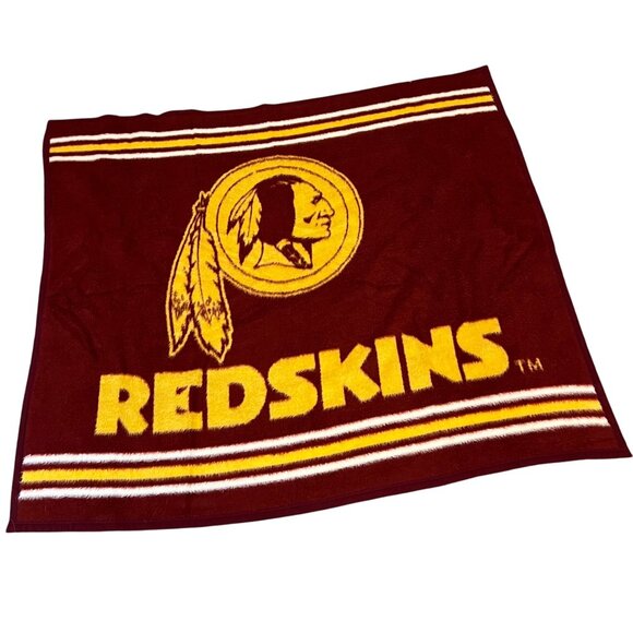 Vintage Washington Redskins Football Fleece Blanket Maroon Gold 54X47 Commanders - Picture 1 of 2